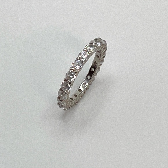 Sterling Round Cubic Zirconia Eternity Ring - Picture 15 of 16